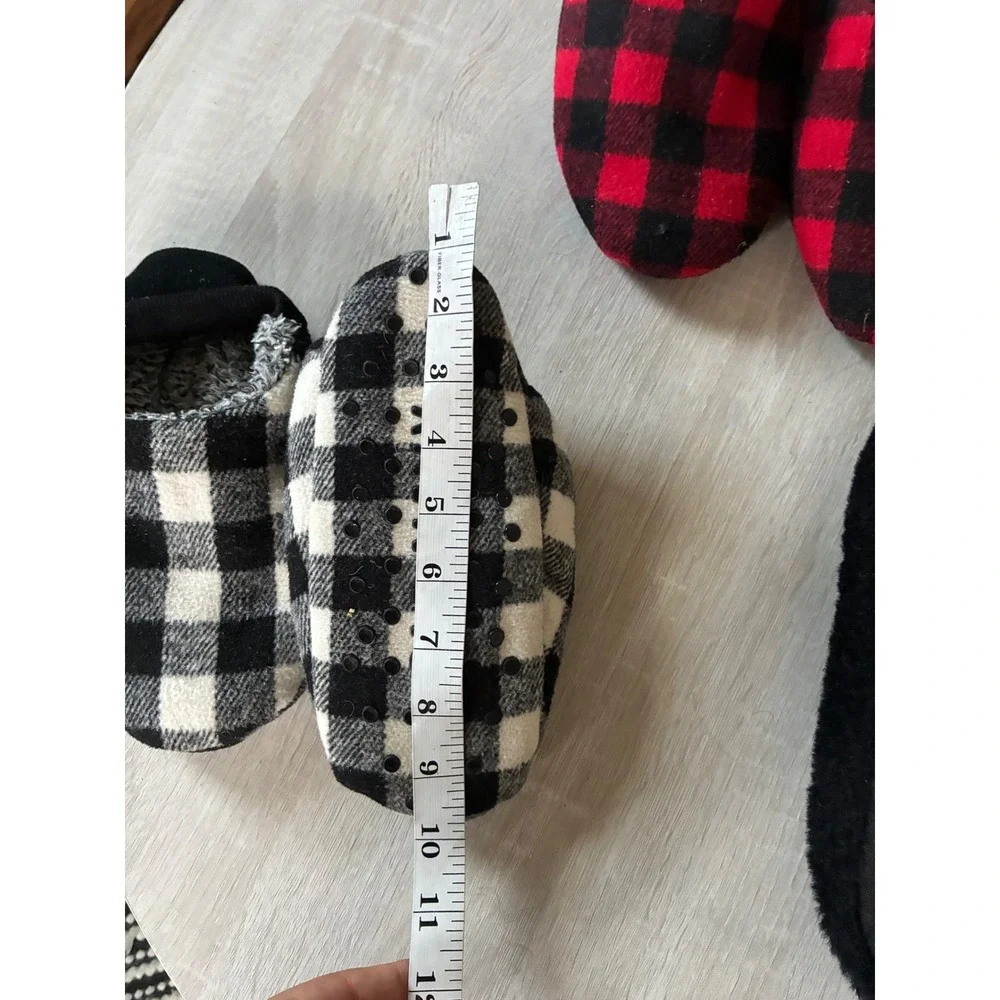 Old Navy Kids Slipper Bundle Cat Faux Fur Red White Buffalo Plaid 3 Pairs